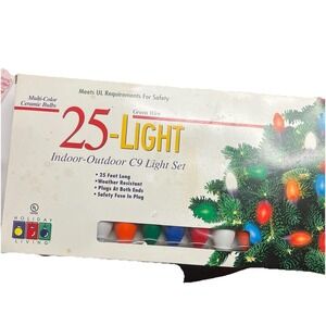 Holiday Living 25-Light Indoor-Outdoor C9 Light Set NIB